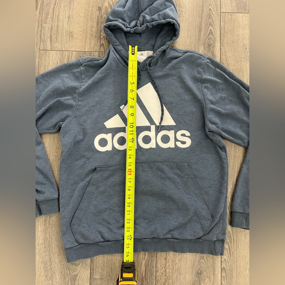 Adidas Men's Charcoal Blue Hoodie Large - Picture 2 of 6